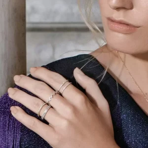 Ring Double mit Diamanten, 18 Karat Weißgold-LEAF Sale