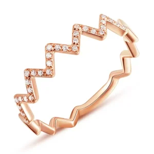 Ring Flash mit Diamanten, 18 Karat Rosegold-LEAF Fashion