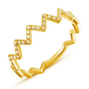 Ring Flash mit Diamanten, 18 Karat Gelbgold-LEAF Hot