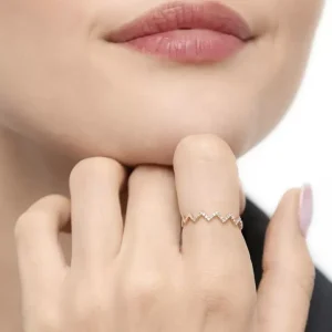 Ring Flash mit Diamanten, 18 Karat Rosegold-LEAF Fashion