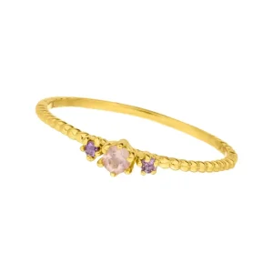 Ring Gorgeous Gems, Pink Mix, 18 K Gelbgold vergoldet, Gr.50-LEAF Fashion