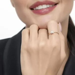 Ring Herz Full mit Diamanten, 18 Karat Gelbgold-LEAF Clearance