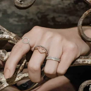 Ring Herz mit Diamanten, 18 Karat Rosegold-LEAF Fashion