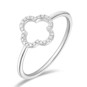 Ring Kleeblatt mit Diamanten, 18 Karat Weißgold-LEAF Sale