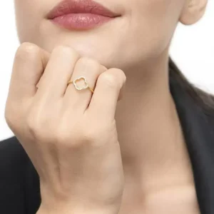 Ring Kleeblatt mit Diamanten, 18 Karat Gelbgold-LEAF Hot