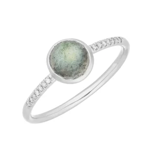 Ring Labradorit mit Diamanten, 14 Karat Weißgold-LEAF Online