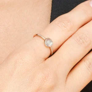 Ring Labradorit mit Diamanten, 14 Karat Rosegold-LEAF New
