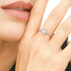 Ring Labradorit mit Diamanten, 14 Karat Weißgold-LEAF Online