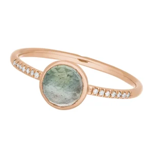 Ring Labradorit mit Diamanten, 14 Karat Rosegold-LEAF New