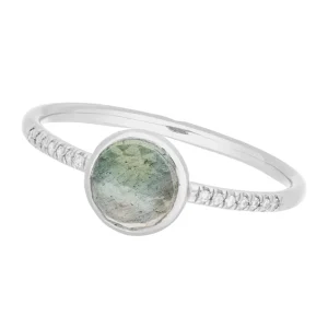 Ring Labradorit mit Diamanten, 14 Karat Weißgold-LEAF Online