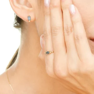Ring London Blue Topaz, 14 Karat Gelbgold-LEAF Clearance