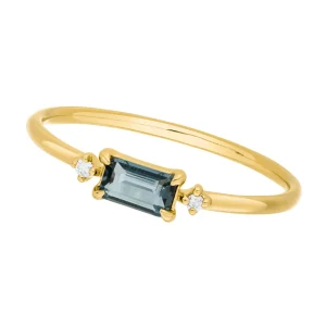 Ring London Blue Topaz, 14 Karat Gelbgold-LEAF Clearance