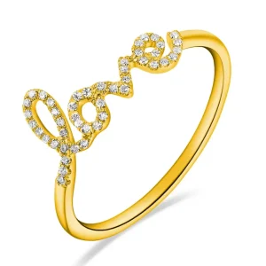 Ring Love mit Diamanten, 18 Karat Gelbgold-LEAF Sale