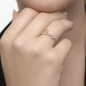 Ring Love mit Diamanten, 18 Karat Gelbgold-LEAF Sale