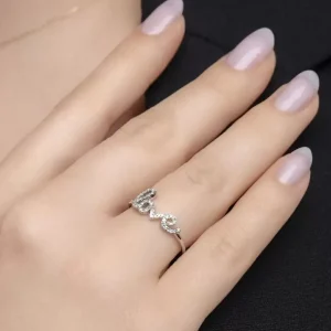 Ring Love mit Diamanten, 18 Karat Weißgold-LEAF New