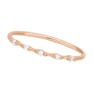 Ring mit 5 Diamanten, 14 Karat Rosegold-LEAF New