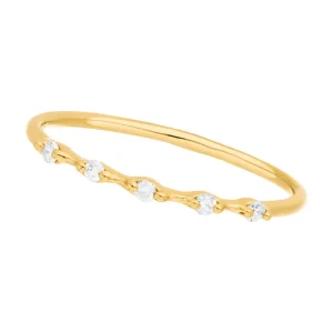 Ring mit 5 Diamanten, 14 Karat Gelbgold-LEAF Clearance