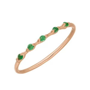 Ring mit 5 Smaragden, 14 Karat Rosegold-LEAF Hot