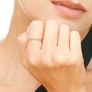 Ring mit 5 Smaragden, 14 Karat Weißgold-LEAF Outlet