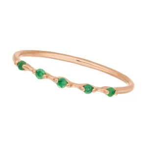 Ring mit 5 Smaragden, 14 Karat Rosegold-LEAF Hot