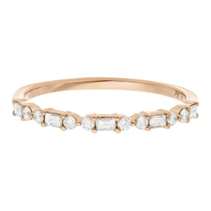 Ring mit Baguette Diamanten, 14 Karat Rosegold-LEAF Best