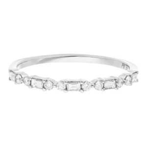 Ring mit Baguette Diamanten, 14 Karat Weißgold-LEAF Fashion
