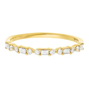 Ring mit Baguette Diamanten, 14 Karat Gelbgold-LEAF Best
