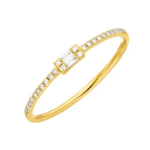 Ring mit Diamanten, Tiny Baguette, 14 Karat Gelbgold-LEAF Sale