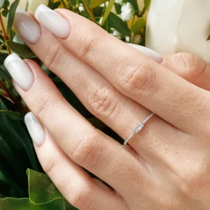 Ring mit Diamanten, Tiny Baguette, 14 Karat Rosegold-LEAF Online