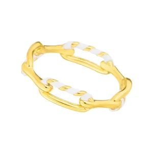 Ring Neon Twist, 18 K Gelbgold vergoldet, weiss, Gr.54-LEAF Fashion