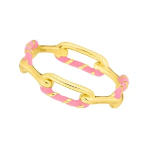 Ring Neon Twist, 18 K Gelbgold vergoldet, pink, Gr.54-LEAF Outlet