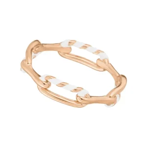 Ring Neon Twist, 18 K Rosegold vergoldet, weiss, Gr.54-LEAF New