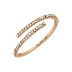 Ring Open mit Diamanten, 18 Karat Rosegold-LEAF Sale