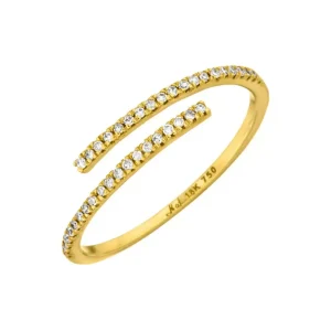 Ring Open mit Diamanten, 18 Karat Gelbgold-LEAF Fashion