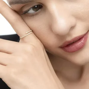 Ring Open mit Diamanten, 18 Karat Gelbgold-LEAF Fashion
