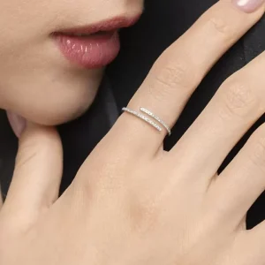 Ring Open mit Diamanten, 18 Karat Weißgold-LEAF Discount