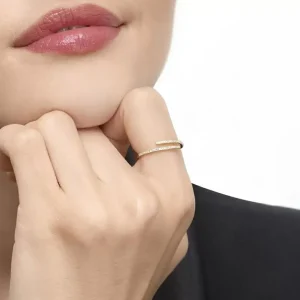 Ring Open mit Diamanten, 18 Karat Gelbgold-LEAF Fashion