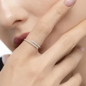 Ring Open mit Diamanten, 18 Karat Weißgold-LEAF Discount