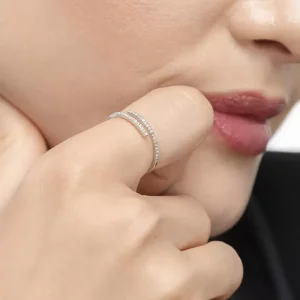 Ring Open mit Diamanten, 18 Karat Weißgold-LEAF Discount