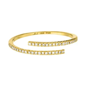 Ring Open mit Diamanten, 18 Karat Gelbgold-LEAF Fashion