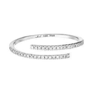 Ring Open mit Diamanten, 18 Karat Weißgold-LEAF Discount