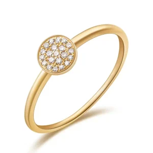 Ring Pave mit Diamanten, 18 Karat Gelbgold-LEAF Online