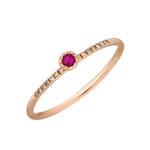 Ring Petite, Ruby, 14 Karat Rosegold-LEAF New