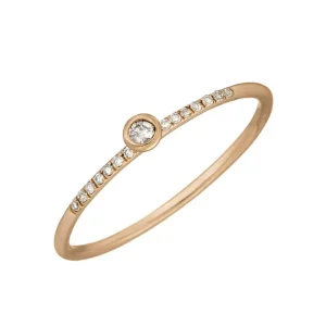 Ring Petite, White Diamond, 14 Karat Rosegold-LEAF New