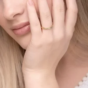 Ring Plaid, matt, 18 K Gelbgold vergoldet, Gr.50-LEAF New