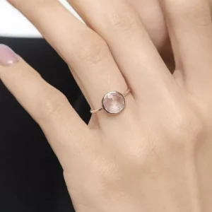 Ring Rosenquarz, 14 Karat Rosegold-LEAF Sale