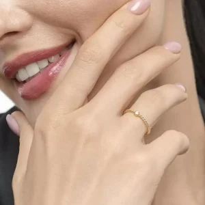 Ring Solitaire, 18 Karat Gelbgold-LEAF Sale