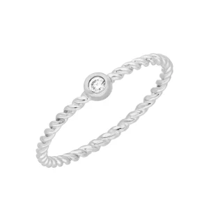 Ring Solitaire, 18 Karat Weißgold-LEAF New