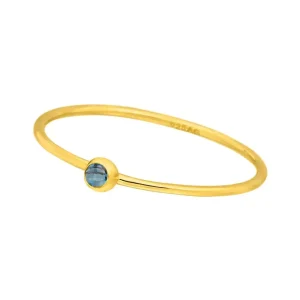 Ring Solitaire, Blue, 18 K Gelbgold vergoldet, Gr.50-LEAF Best