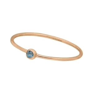Ring Solitaire, Blue, 18 K Rosegold vergoldet, Gr.52-LEAF Best